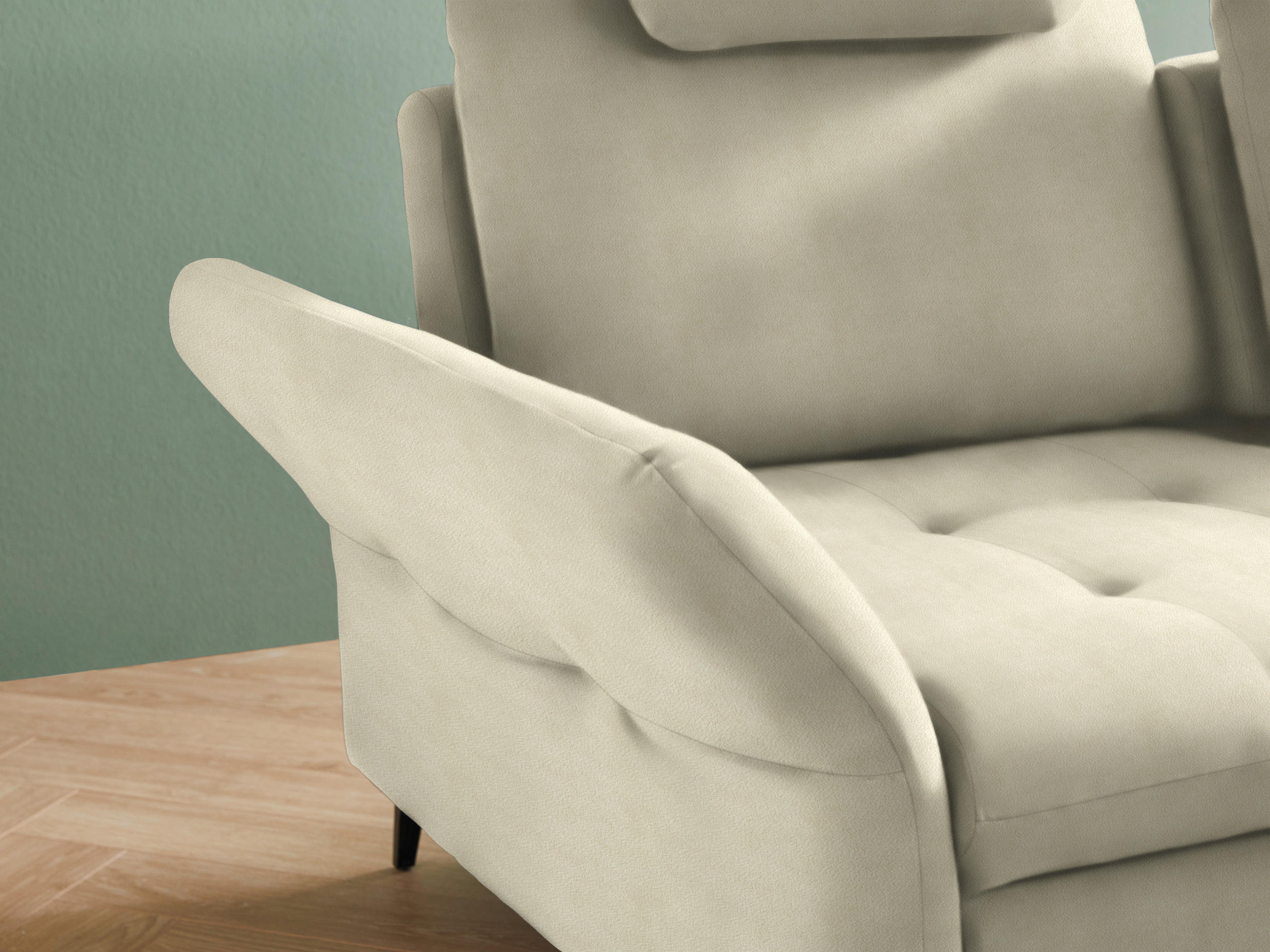 Thumbnail - Valnatura Ecksofa, Creme, Textil, 3-Sitzer, Ottomane rechts, L-Form, 288x233 cm, Bettkasten erhältlich, Stoffauswahl, se...