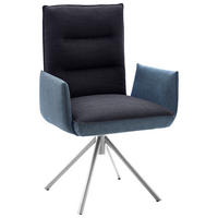 ARMLEHNSTUHL DREHBAR 360°  in Flachgewebe  - Blau/Edelstahlfarben, Design, Textil/Metall (59/93/59cm) - Dieter Knoll