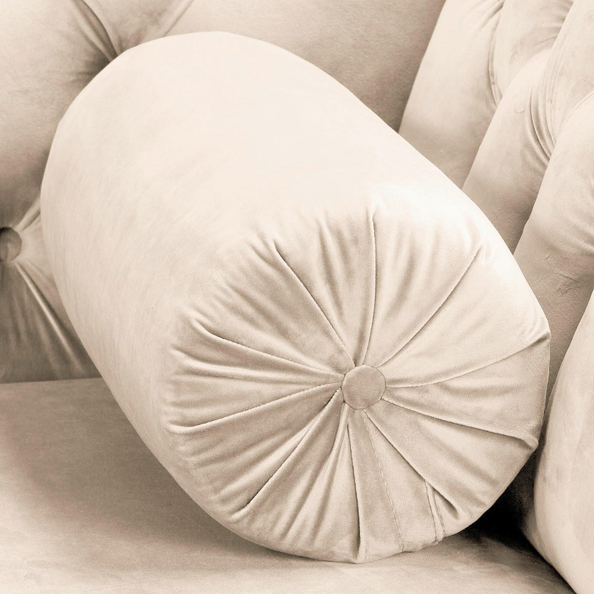 RÉCAMIERE Samt Creme  - Creme/Braun, Design, Holz/Textil (185/93/75cm) - Livetastic