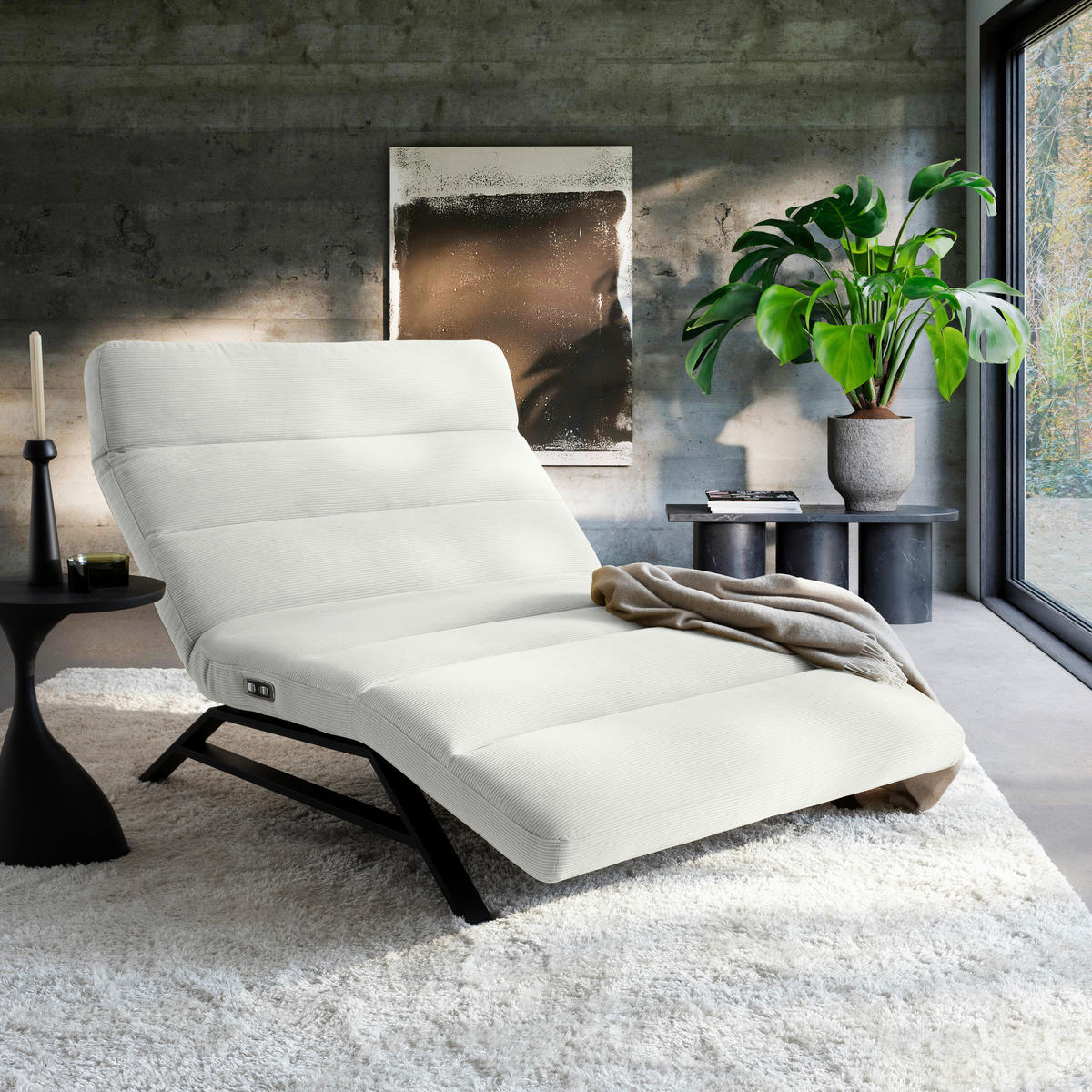 RELAXLIEGE Feincord Silberfarben  - Silberfarben/Schwarz, Design, Textil/Metall (120/54-113/158-198cm) - Pure Home Lifestyle