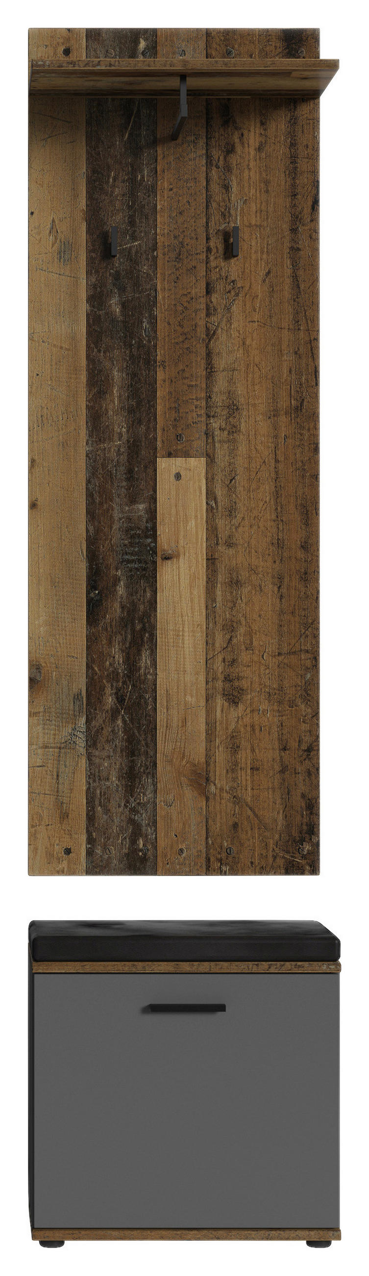GARDEROBENPANEEL  in 48/140/28 cm  - Alteiche/Schwarz, LIFESTYLE, Holzwerkstoff (48/140/28cm) - MID.YOU