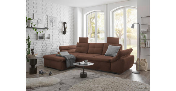 ECKSOFA in Mikrovelours Kupferfarben  - Schwarz/Kupferfarben, KONVENTIONELL, Kunststoff/Textil (170/275cm) - Carryhome