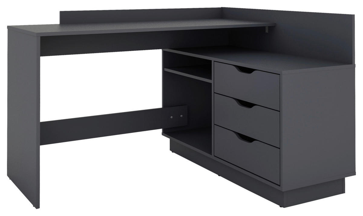 ECKSCHREIBTISCH 129/83,5/105 cm  in Anthrazit  - Anthrazit, Basics, Holzwerkstoff (129/83,5/105cm) - MID.YOU