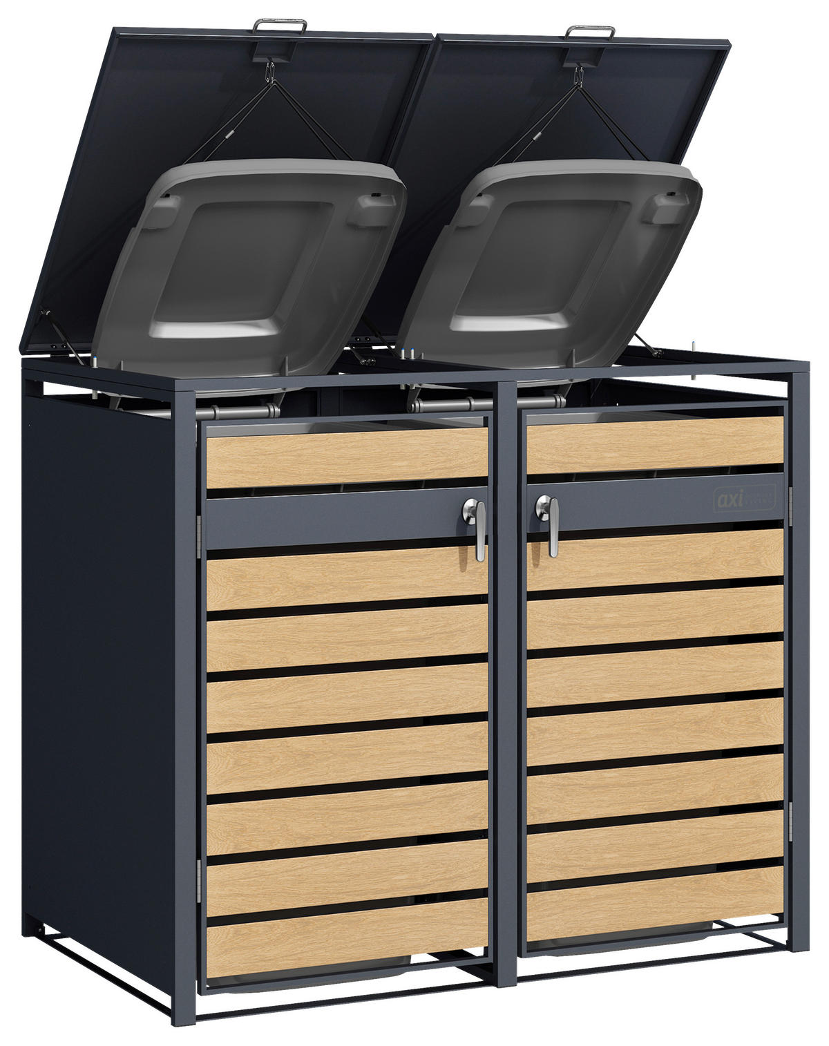 MÜLLTONNENBOX - Anthrazit/Braun, KONVENTIONELL, Metall (132/116/80cm) - Ambia Garden