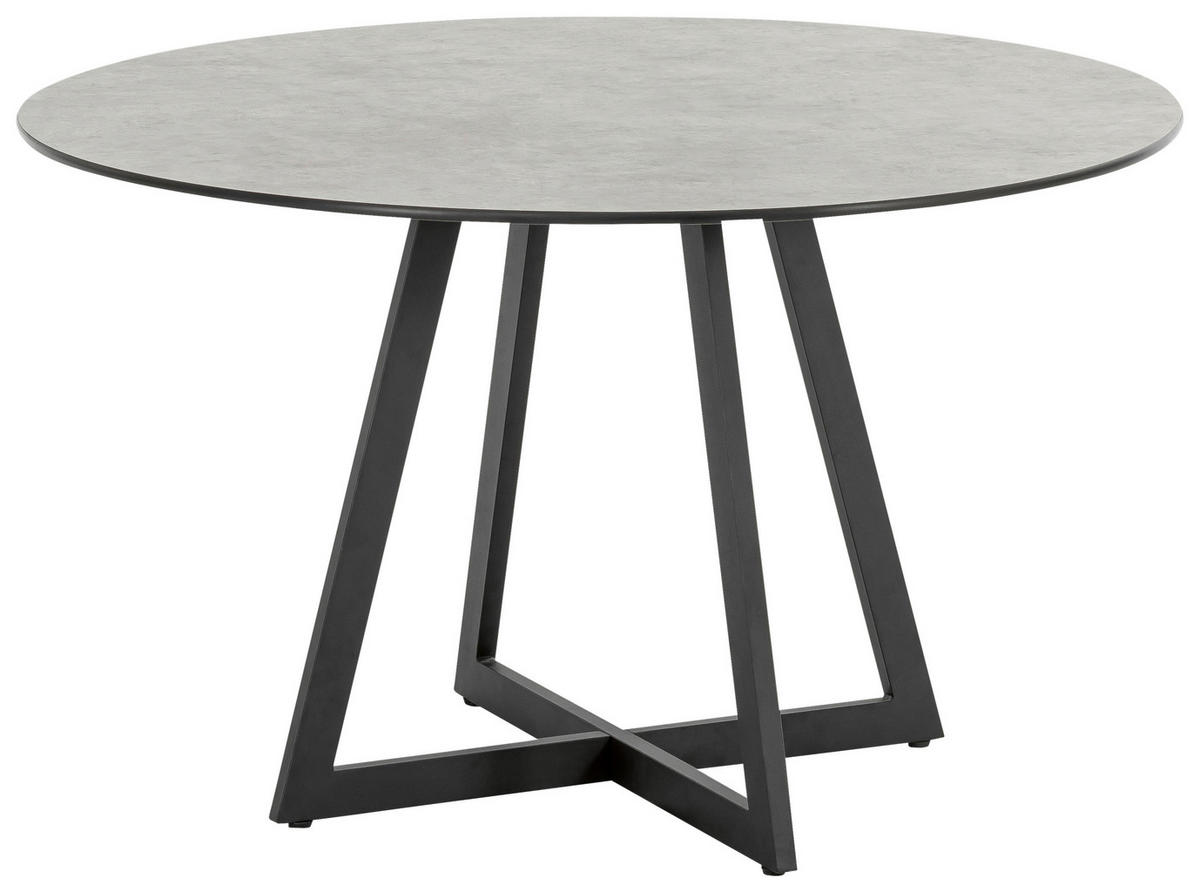 GARTENTISCH 121/121/74 cm Metall Anthrazit, Dunkelgrau rund  - Dunkelgrau/Anthrazit, Design, Kunststoff/Metall (121/121/74cm)