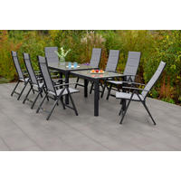 GARTENSET 9-teilig  - Graphitfarben/Grau, MODERN, Textil/Metall - Gardenson