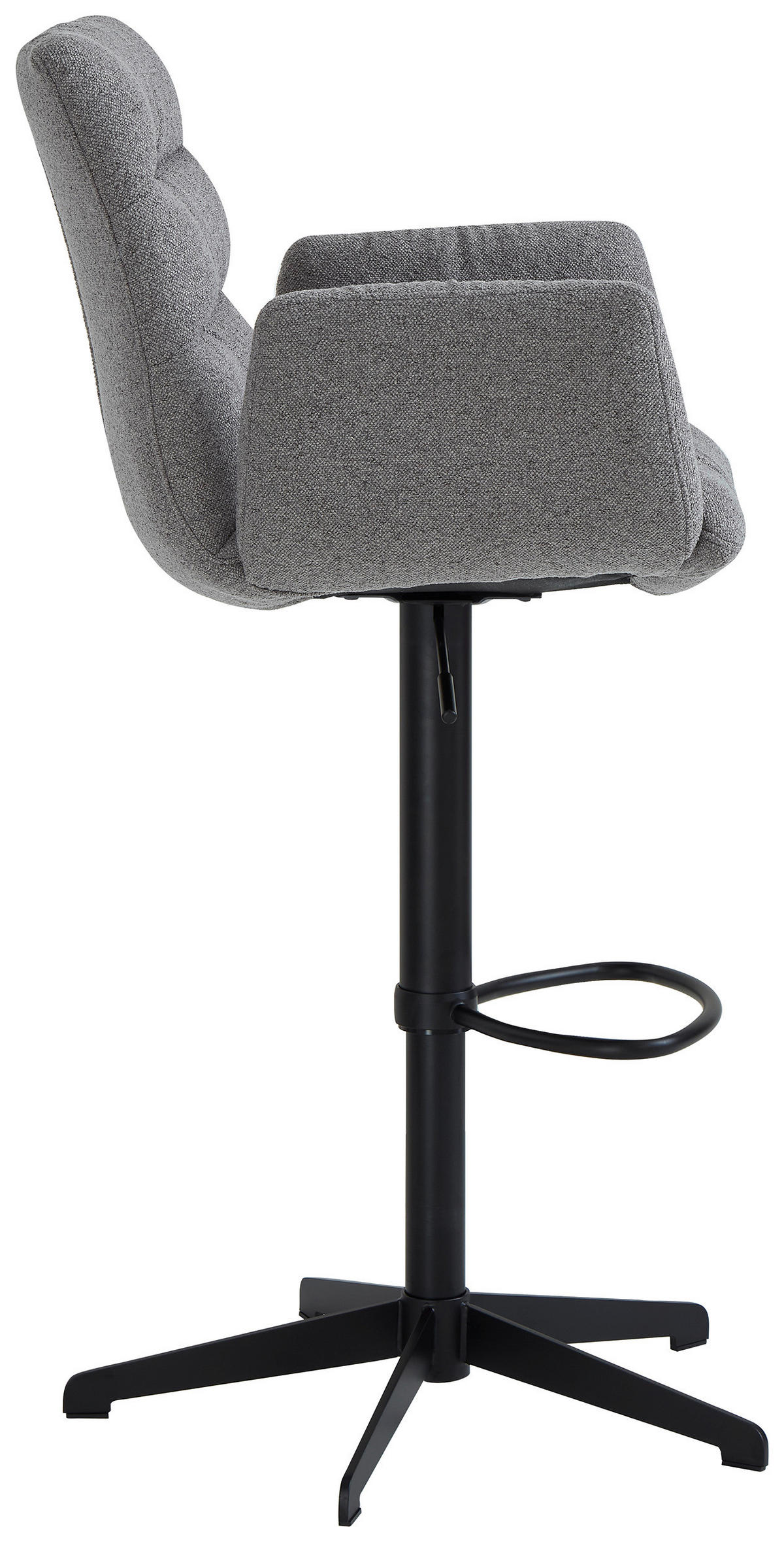 BARHOCKER Leinenoptik Schwarz, Cappuccino Stahl Sitzfläche 360° drehbar  - Schwarz/Cappuccino, Design, Textil/Metall (58/107-125/57cm) - Dieter Knoll