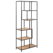 REGAL 77/185/35 cm črna, hrast - črna/hrast, Design, kovina/leseni material (77/185/35cm) - Carryhome