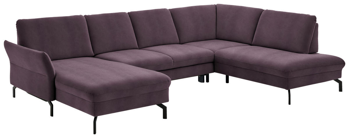 WOHNLANDSCHAFT in Velours Lila, Flieder  - Lila/Flieder, Design, Textil/Metall (179/335/220cm) - Beldomo System