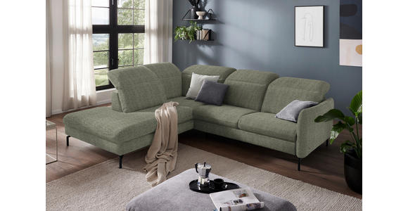 ECKSOFA in Flachgewebe Grün 233/299-313 cm - Schwarz/Grün, Design, Textil/Metall (233/299-313cm) - Dieter Knoll