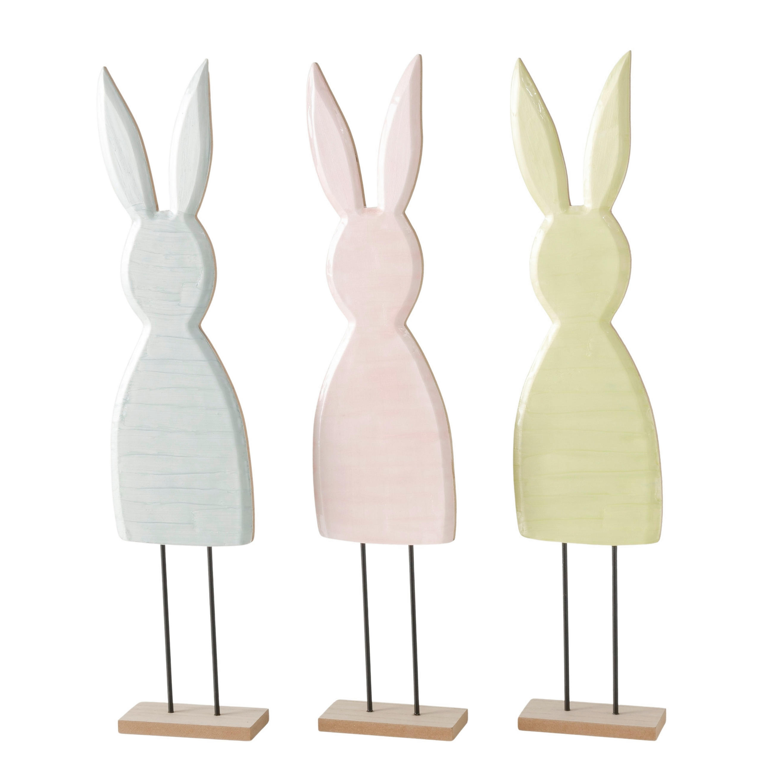 DEKORAČNÝ ZAJAC - svetlomodrá/pink, Basics, kov/drevo (16/7/72,5cm)