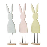 DEKORAČNÝ ZAJAC - svetlomodrá/pink, Basics, kov/drevo (16/7/72,5cm)