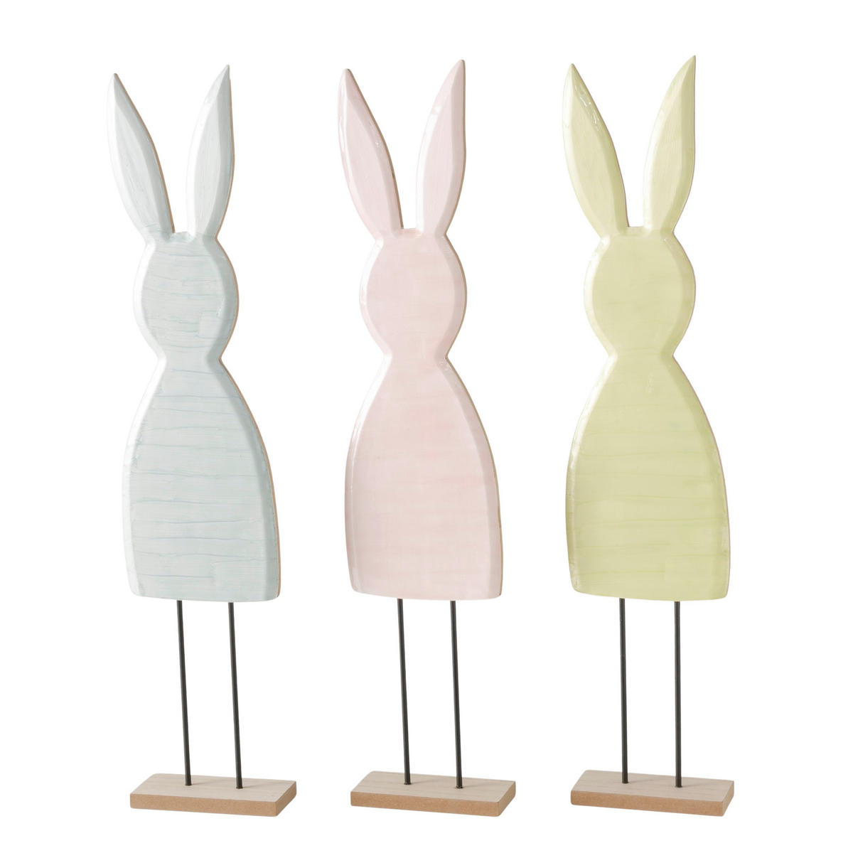 DEKORAČNÝ ZAJAC - svetlomodrá/pink, Basics, kov/drevo (16/7/72,5cm)