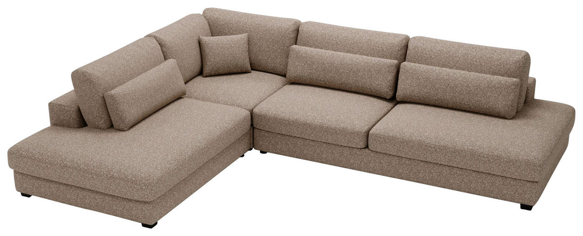 ECKSOFA in Plüsch, Bouclé Hellbraun  - Hellbraun/Schwarz, Design, Kunststoff/Textil (244/332cm) - Livetastic