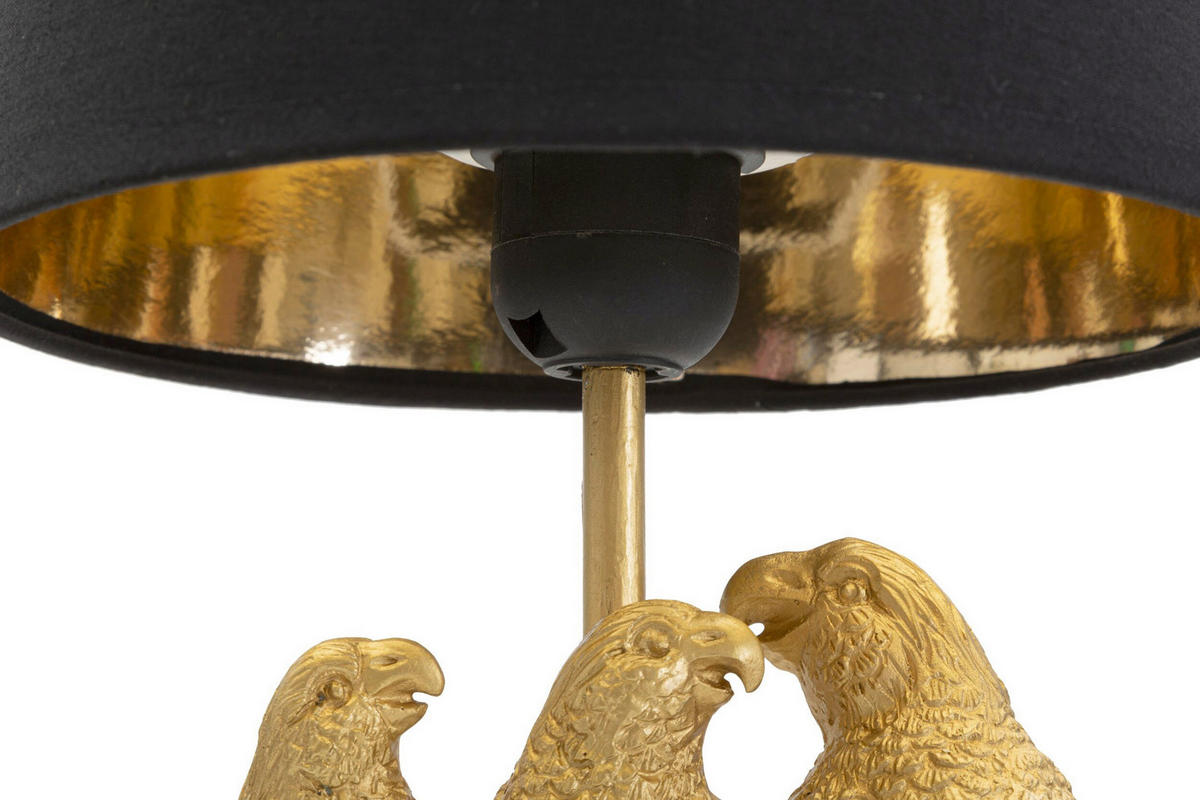 TISCHLEUCHTE 20/39 cm  - Goldfarben/Schwarz, Trend, Kunststoff/Textil (20/39cm) - Mauro Ferretti