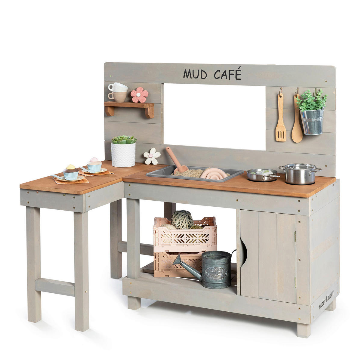 MATSCHKÜCHE MUD CAFÉ Kunststoff, Holz Grau  - Grau, Basics, Holz/Kunststoff (110/71,5/100cm) - MUDDY BUDDY