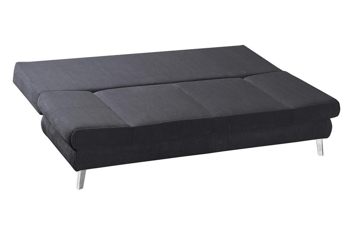 SCHLAFSOFA in Cord Dunkelgrau  - Chromfarben/Dunkelgrau, Design, Textil/Metall (200/85/90cm) - Xora