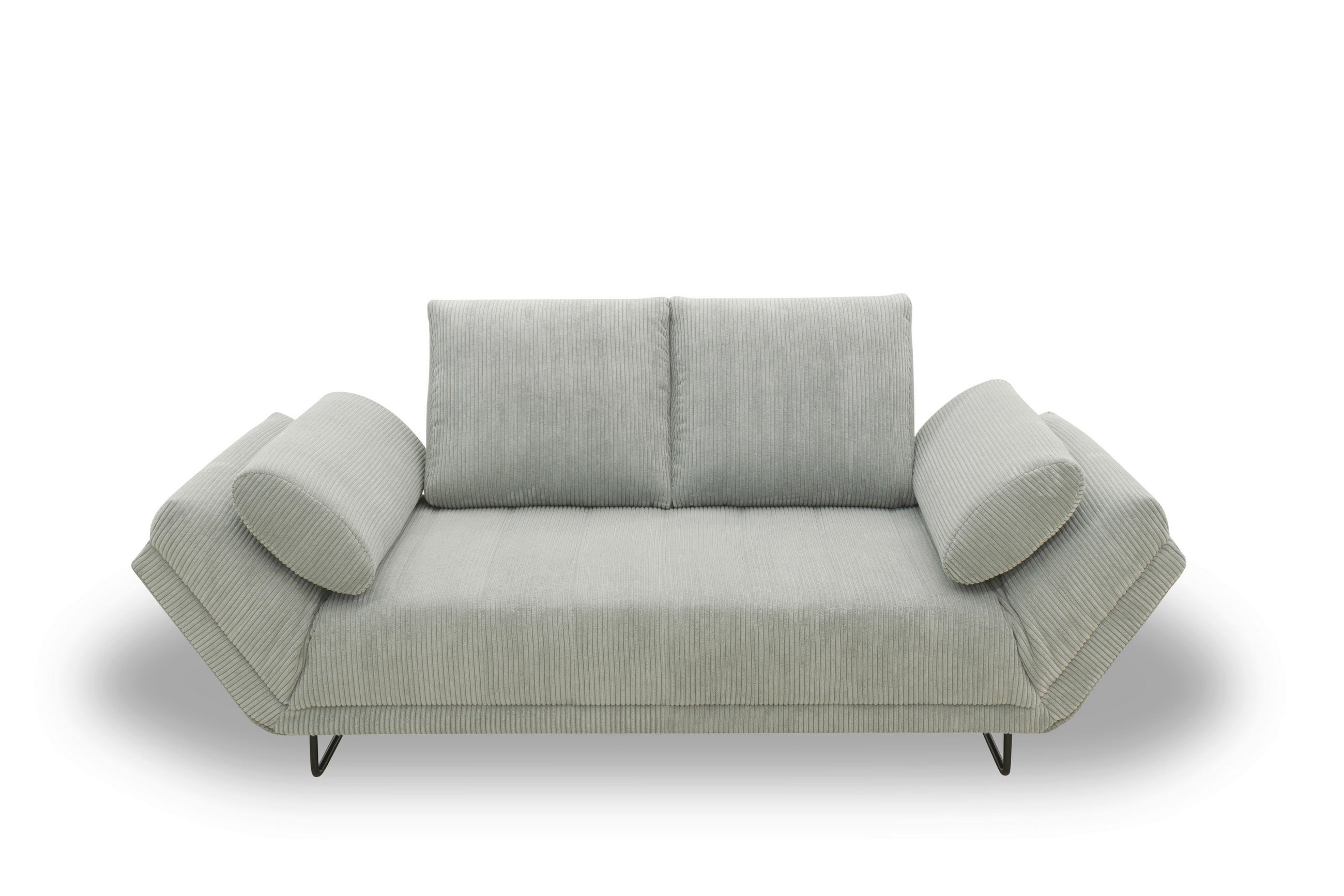 SCHLAFSOFA in Cord, Mikrofaser Hellgrau  - Hellgrau/Schwarz, Design, Textil/Metall (210/95/97cm) - MID.YOU