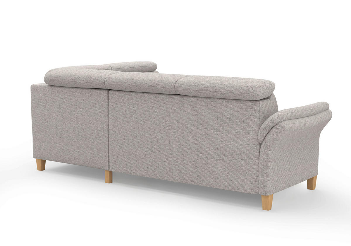ECKSOFA GLENDALE E Silberfarben Chenille  - Eichefarben/Silberfarben, KONVENTIONELL, Holz/Textil (247/193cm) - Sit & More