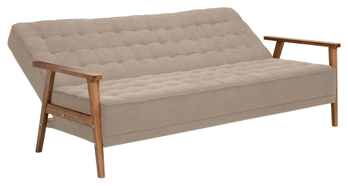 SCHLAFSOFA in Textil Beige  - Eschefarben/Beige, Design, Holz/Textil (202/95/95cm) - P & B