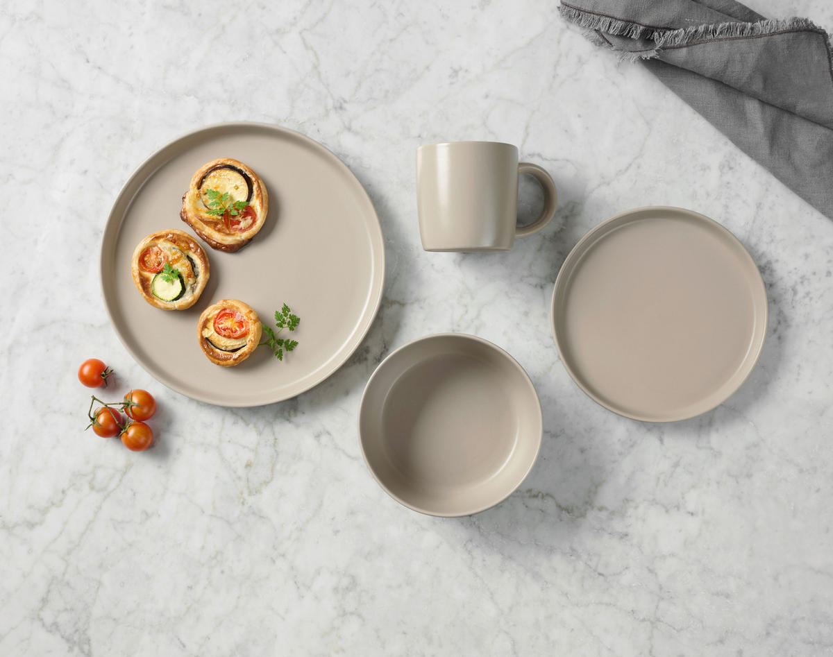 KOMBISERVICE Taupe Salerno 16-teilig 4 Personen  - Taupe, Trend, Keramik - Novel