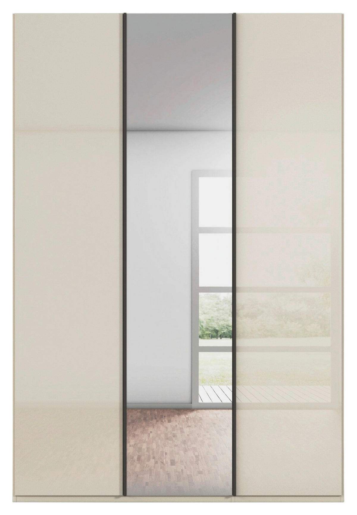 DREHTÜRENSCHRANK 151/223/61 cm,  in Champagner, 3-türig  - Champagner/Graphitfarben, Basics, Glas/Holzwerkstoff (151/223/61cm) - Novel
