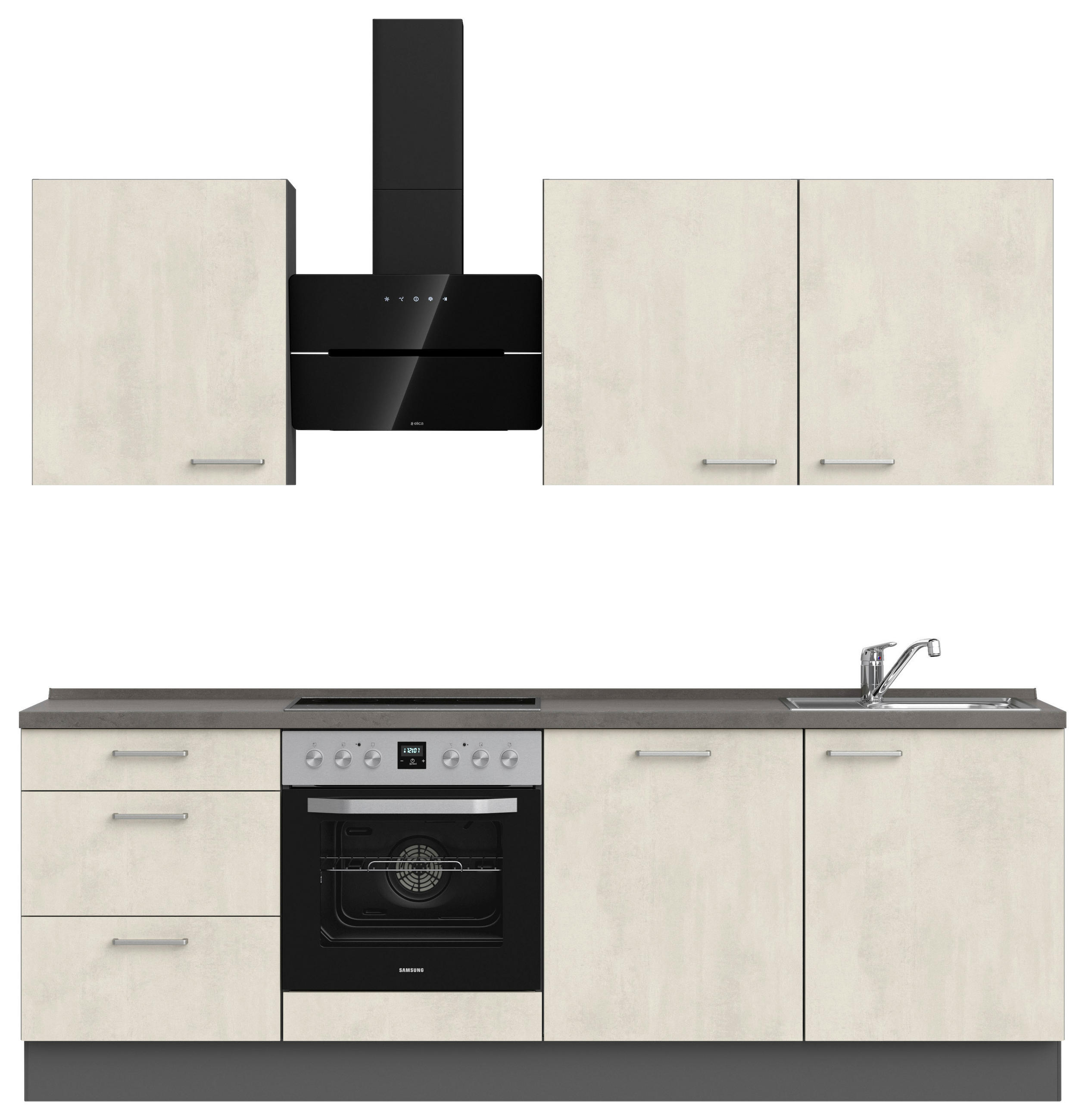 KÜCHENBLOCK 240 cm   in Weiß, Schieferfarben  - Schieferfarben/Edelstahlfarben, MODERN, Holzwerkstoff/Metall (240cm) - Nobilia