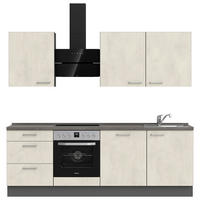 KÜCHENLEERBLOCK 240 cm   in Weiß, Schieferfarben  - Schieferfarben/Edelstahlfarben, MODERN, Holzwerkstoff/Metall (240cm) - Nobilia