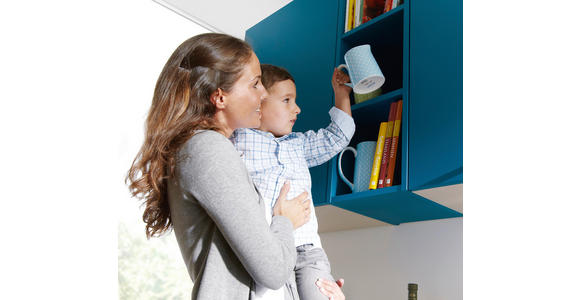 EINBAUKÜCHE   - Petrol/Grau, Basics, Holzwerkstoff - Novel