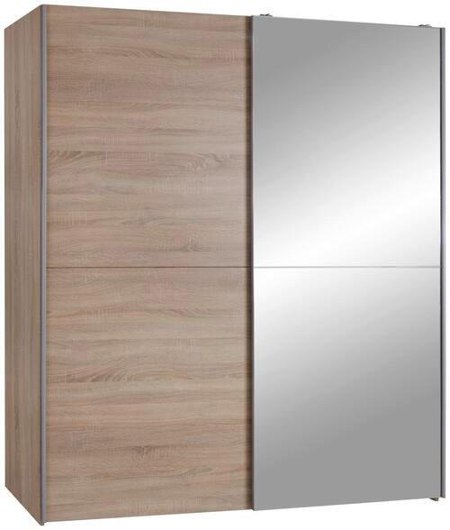 ORMAR S KLIZNIM VRATIMA prozirno, boje hrasta   - boje hrasta/prozirno, Design, staklo (170/195/59cm) - Modern Living