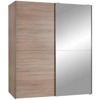 OMARA Z DRSNIMI VRATI, barve hrasta, prozorno  - barve hrasta/barve aluminija, Design, steklo (170/195/59cm) - P & B