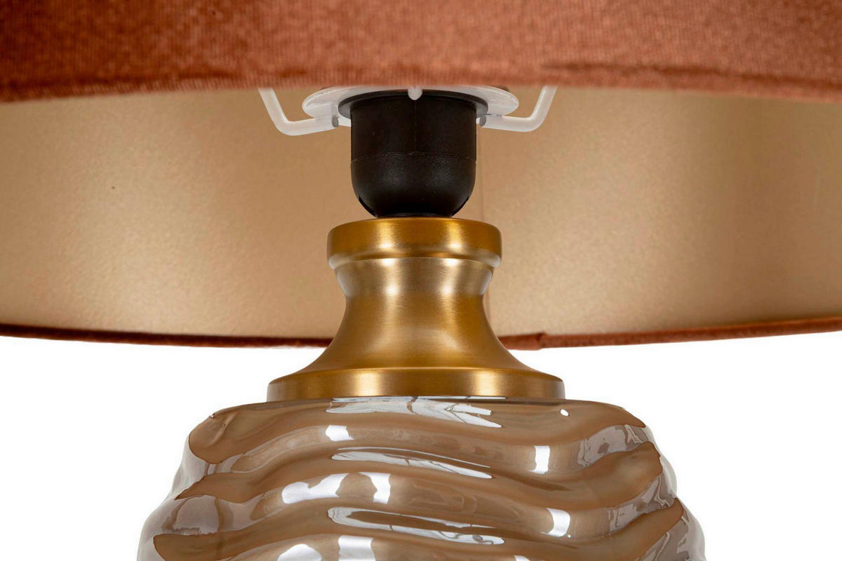 TISCHLEUCHTE   - Goldfarben/Braun, Basics, Glas/Textil (45.5/79/45.5cm)