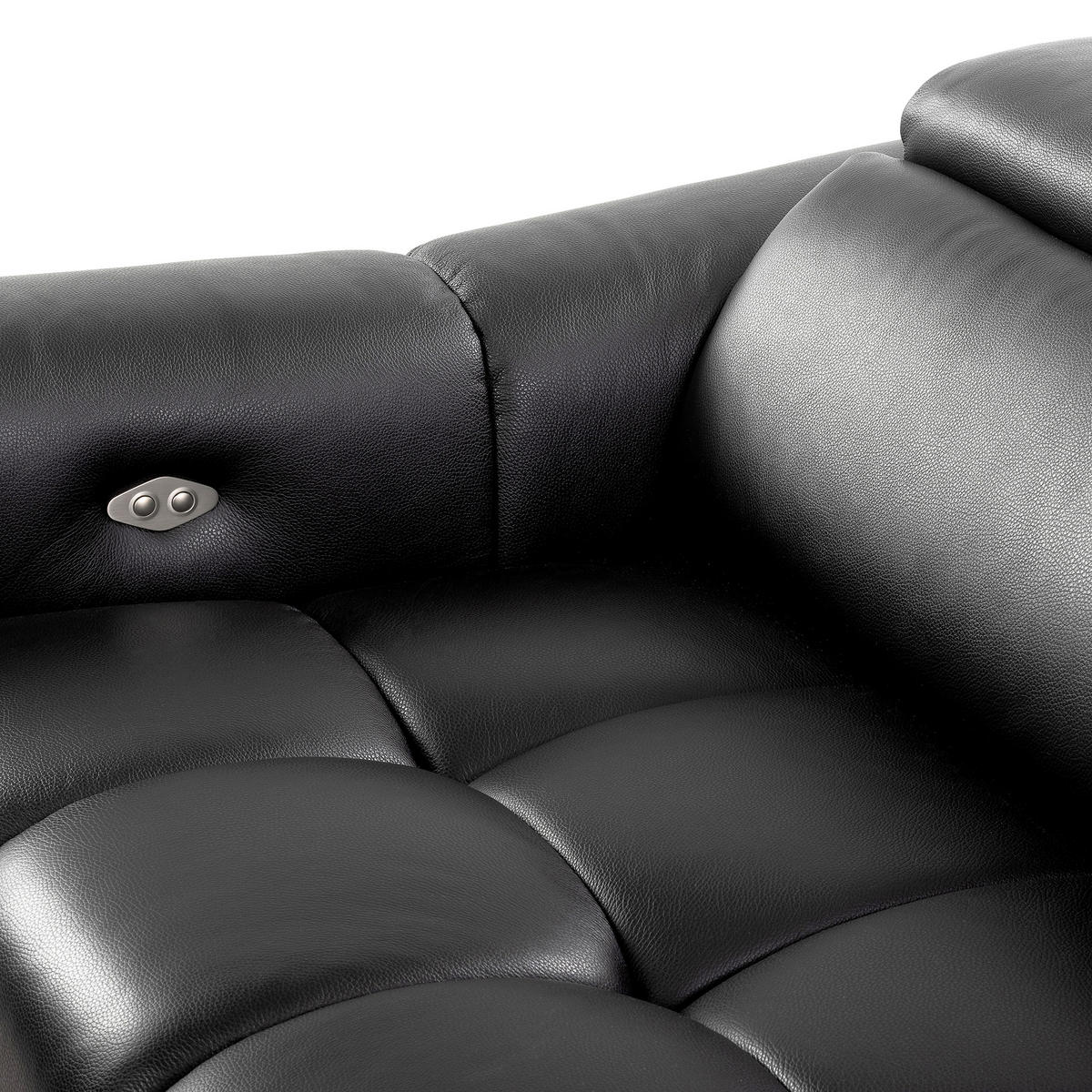 ECKSOFA  Echtleder Schwarz  - Schwarz, Design, Leder/Kunststoff (274/177cm) - Livetastic