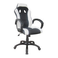 GAMING STOL kovina, umetna masa, tekstil črna, bela  - črna/bela, Design, kovina/umetna masa (61/110-120/66cm) - Xora