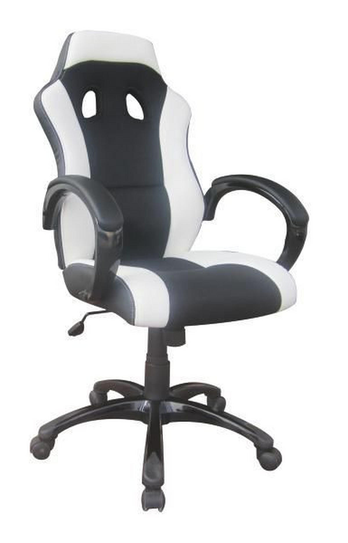 GAMING STOL kovina, umetna masa, tekstil črna, bela  - črna/bela, Design, kovina/umetna masa (61/110-120/66cm) - Xora