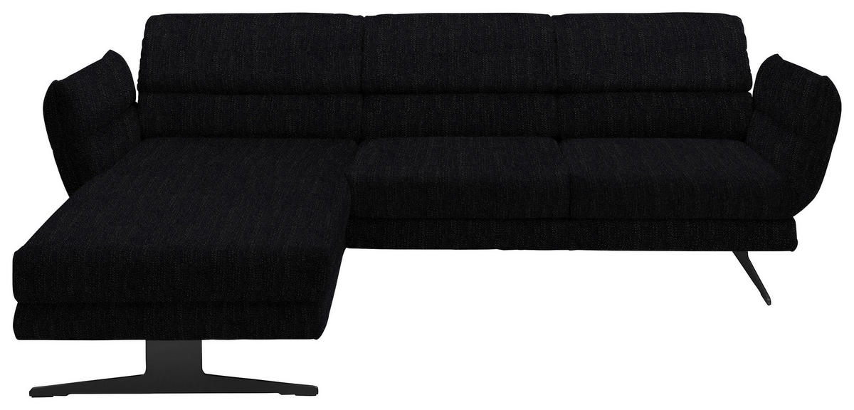 ECKSOFA in Flachgewebe Schwarz  176-217/279-327 cm  - Schwarz, Design, Textil/Metall (176-217/279-327cm) - Dieter Knoll