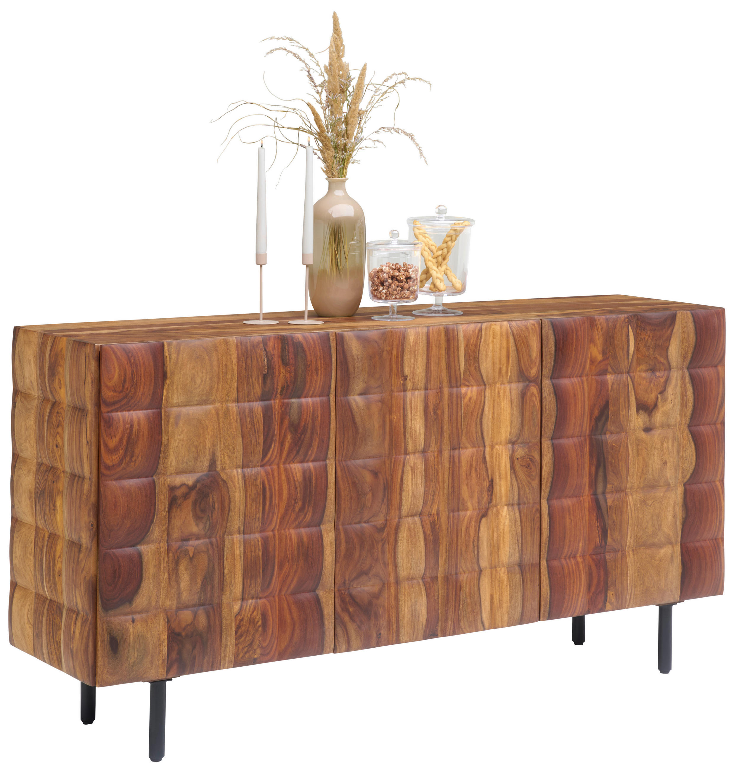 SIDEBOARD  in 162/80/42 cm  - Sheeshamfarben/Schwarz, Trend, Holz/Metall (162/80/42cm) - Ambia Home