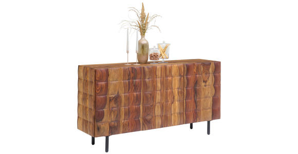 SIDEBOARD  162/80/42 cm  - Sheeshamfarben/Schwarz, Trend, Holz/Metall (162/80/42cm) - Ambia Home