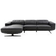 ECKSOFA in Echtleder Schwarz  - Schwarz, Design, Leder/Metall (162/282cm) - Xora