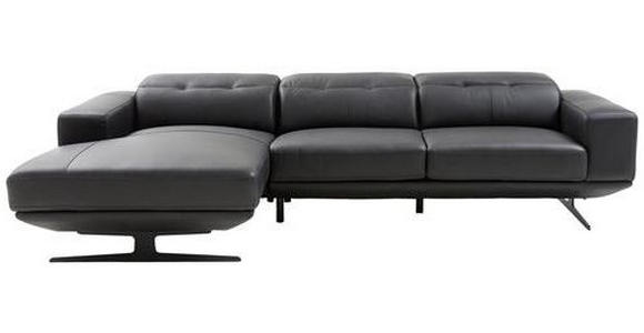 ECKSOFA in Echtleder Schwarz  - Schwarz, Design, Leder/Metall (162/282cm) - Xora