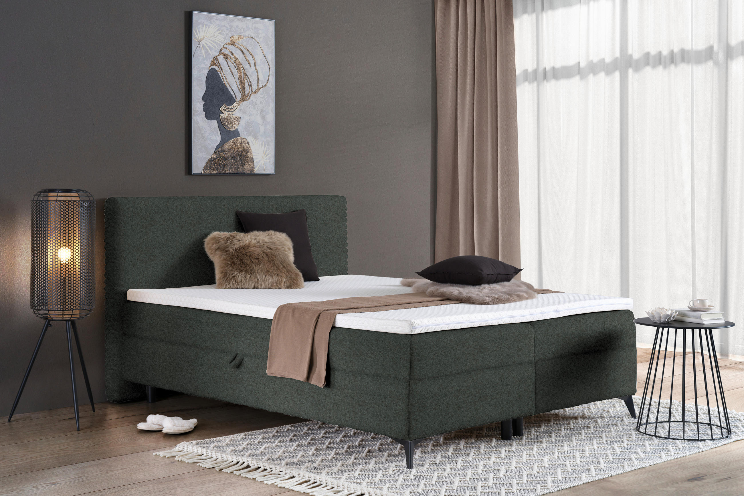 BOXBETT 140/200 cm  in Grau  - Schwarz/Grau, Design, Holz/Holzwerkstoff (140/200cm) - Xora
