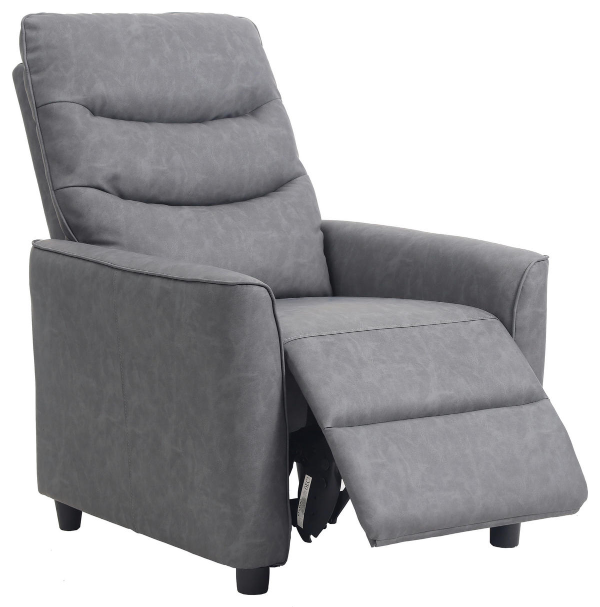 FERNSEHSESSEL in Lederlook Grau  - Schwarz/Grau, Konventionell, Textil/Metall (76/105/88cm) - MID.YOU
