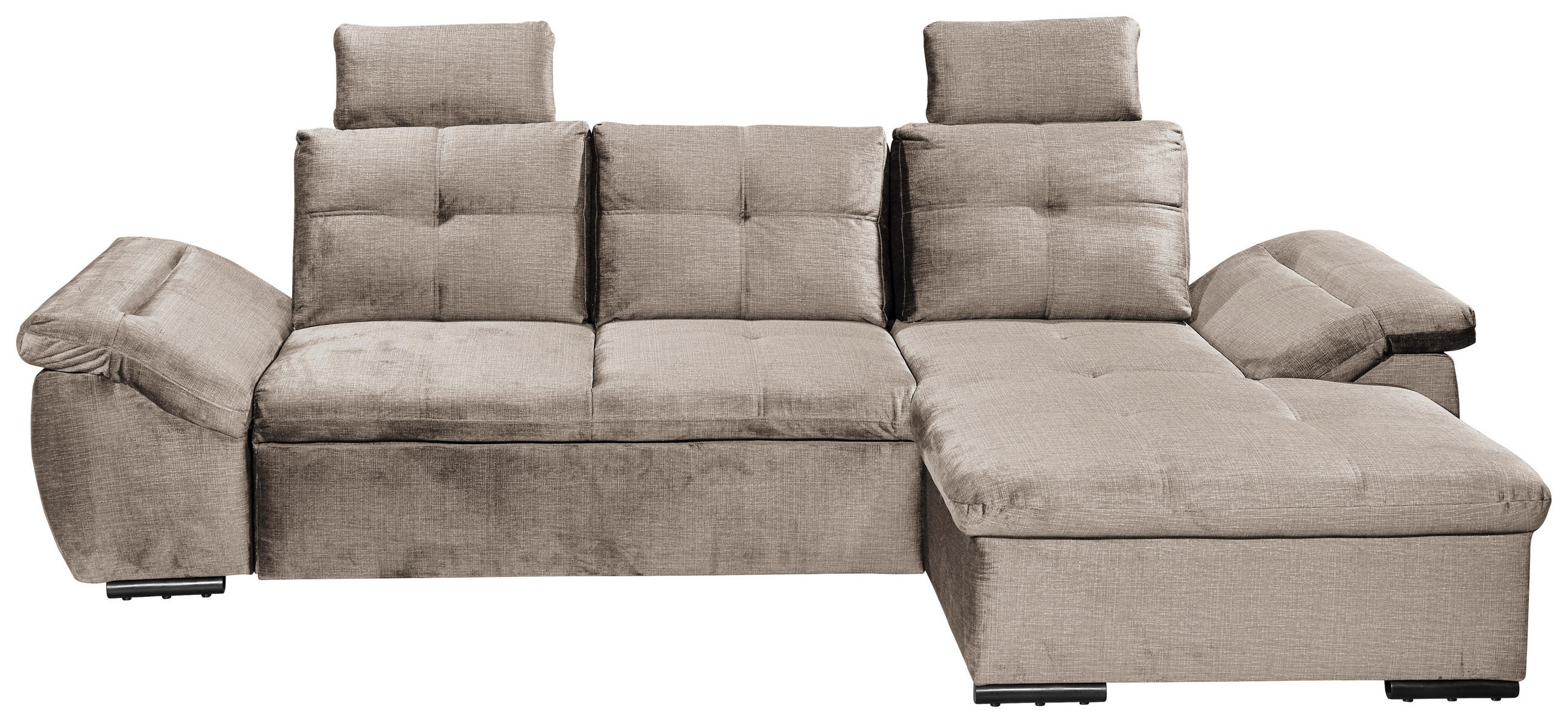 ECKSOFA in Mikrovelours Creme  - Creme/Schwarz, Konventionell, Kunststoff/Textil (275/170cm) - Carryhome