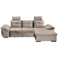 ECKSOFA in Mikrovelours Creme  - Creme/Schwarz, Konventionell, Kunststoff/Textil (275/170cm) - Carryhome