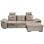 ECKSOFA  in Mikrovelours Creme  - Creme/Schwarz, KONVENTIONELL, Kunststoff/Textil (275/170cm) - Carryhome