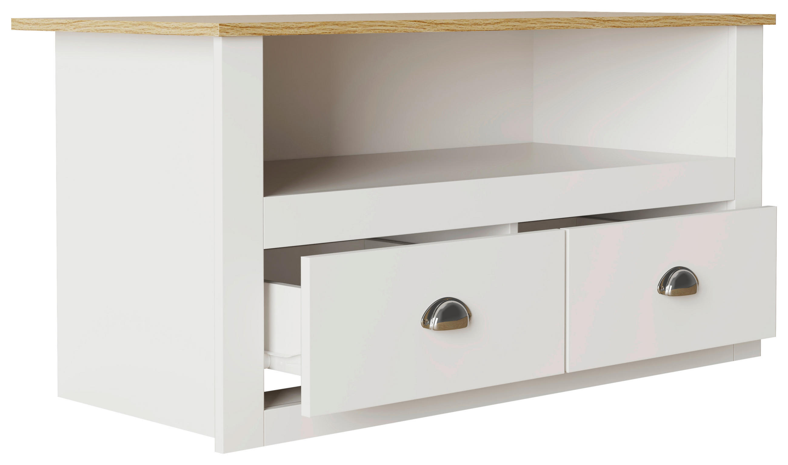 LOWBOARD Balusa 99/54/44 cm 2 Schublade(n) stehend  - Honigeiche/Silberfarben, LIFESTYLE, Holzwerkstoff/Metall (99/54/44cm) - MID.YOU