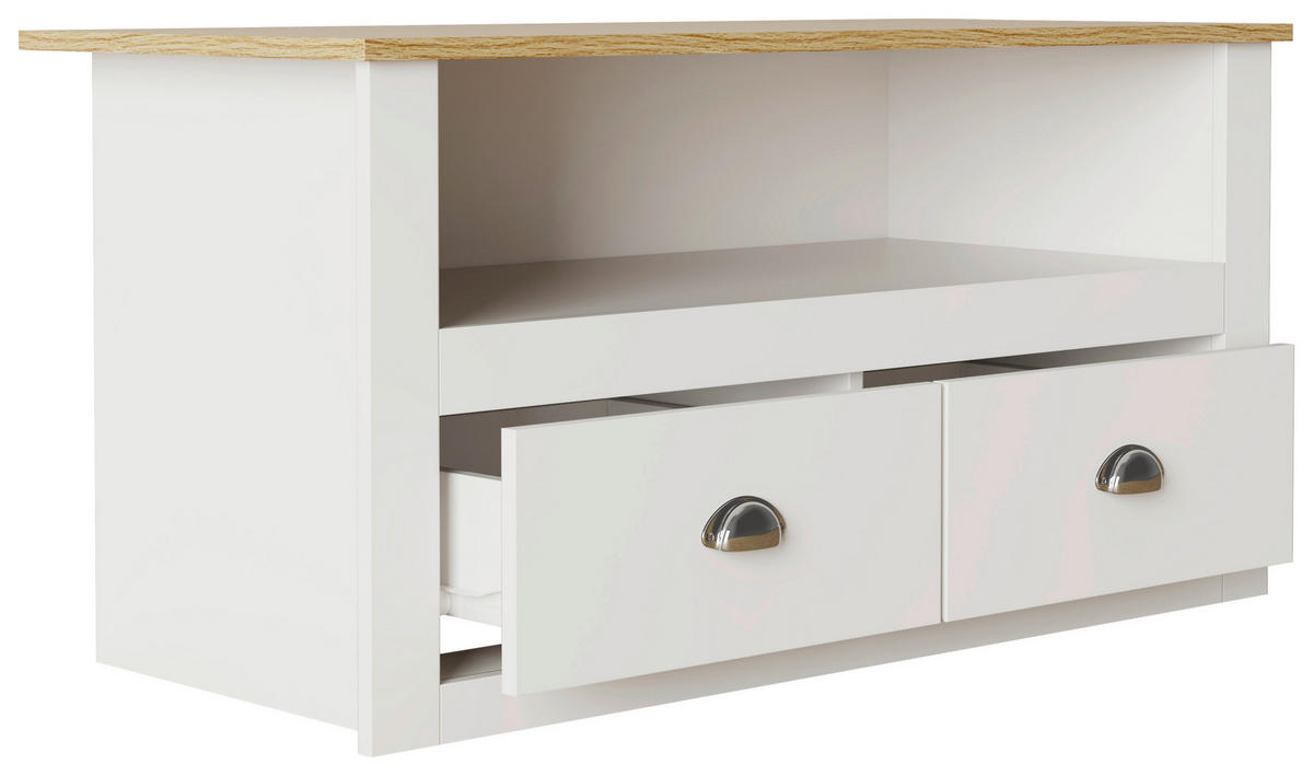 LOWBOARD Balusa 99/54/44 cm 2 Schublade(n) stehend  - Honigeiche/Weiss, Lifestyle, Holzwerkstoff/Metall (99/54/44cm) - MID.YOU