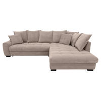 ECKSOFA Taupe Cord Rückenkissen, Armlehnenkissen, Bettkasten, Schlaffunktion, Rücken echt, Liegefläche im Originalstoff  - Taupe/Schwarz, KONVENTIONELL, Kunststoff/Textil (304/212cm) - Carryhome