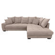 ECKSOFA Taupe Cord Rückenkissen, Armlehnenkissen, Bettkasten, Schlaffunktion, Rücken echt, Liegefläche im Originalstoff  - Taupe/Schwarz, KONVENTIONELL, Kunststoff/Textil (304/212cm) - Carryhome