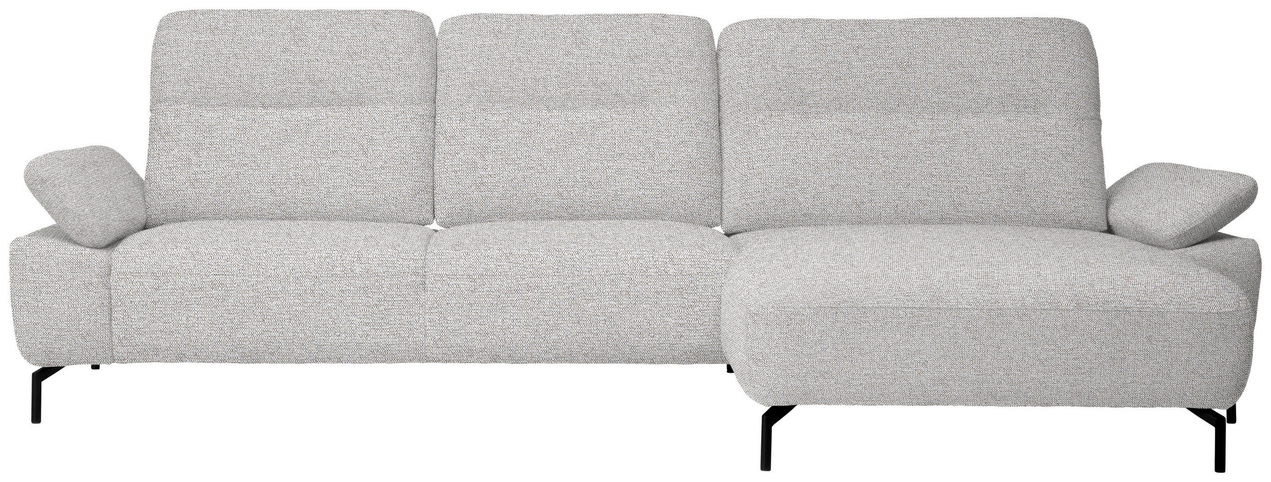 ECKSOFA in Chenille, Flachgewebe Ecru  318/165 cm  - Ecru/Schwarz, Design, Textil/Metall (318/165cm) - Xora